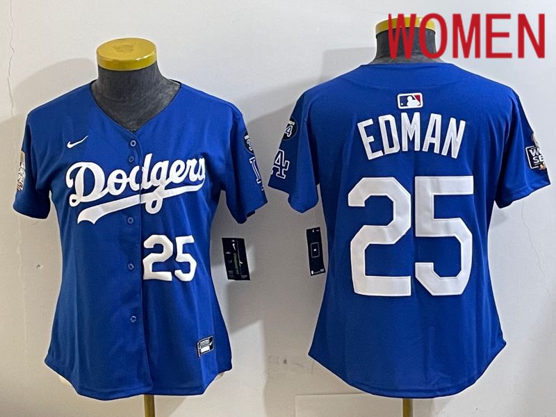 Women Los Angeles Dodgers #25 Edman Blue Game 2024 Nike MLB Jersey style 11217->women mlb jersey->Women Jersey